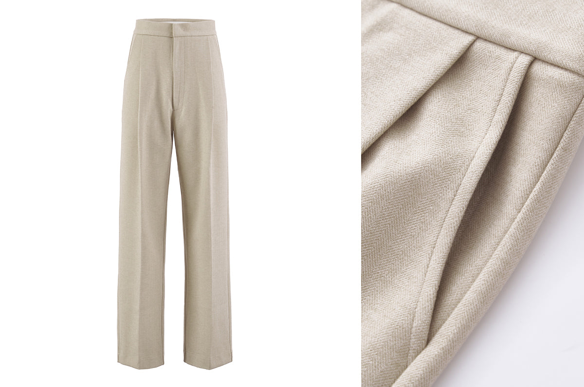 Tailored beige loose fit trousers