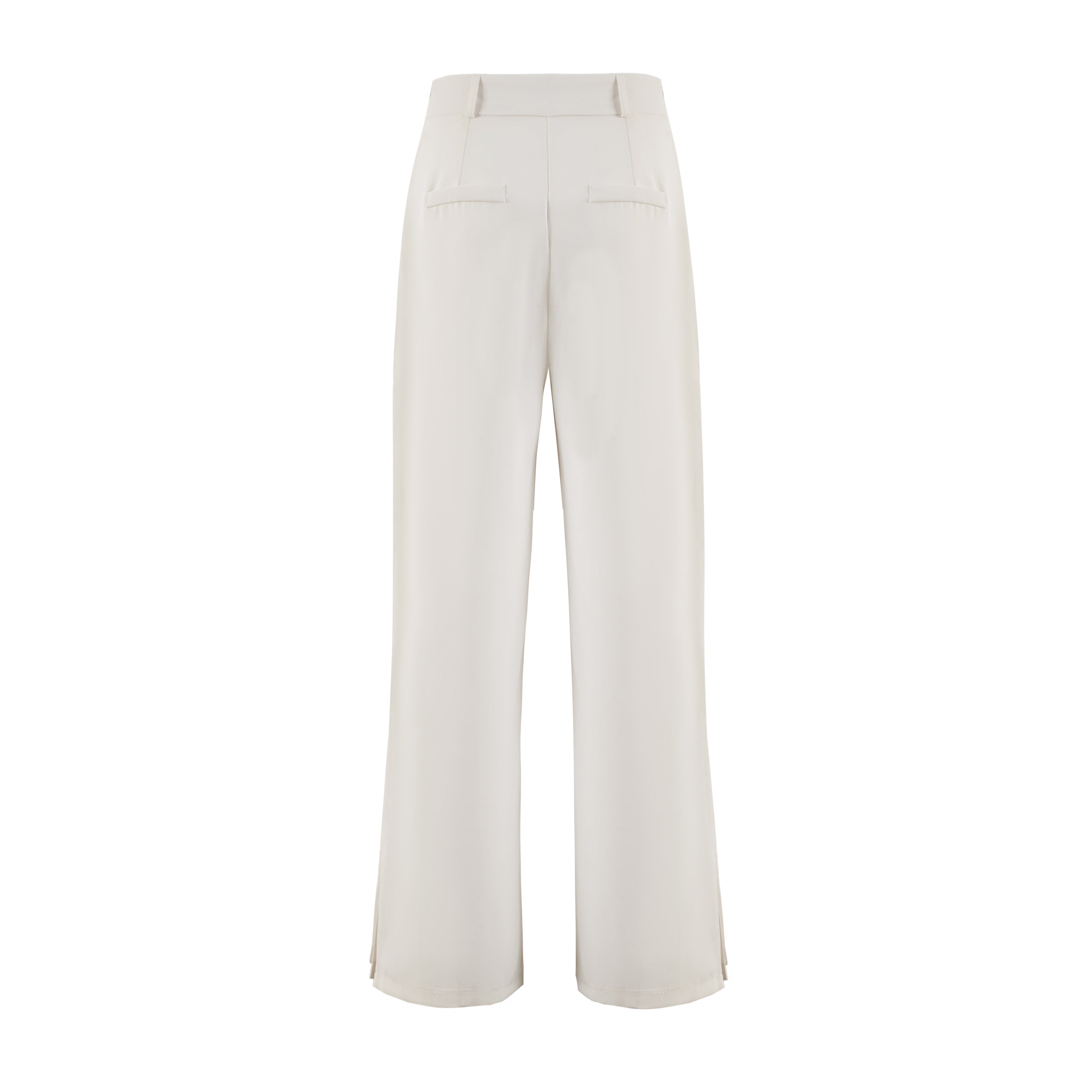 White wide leg pleated trousers